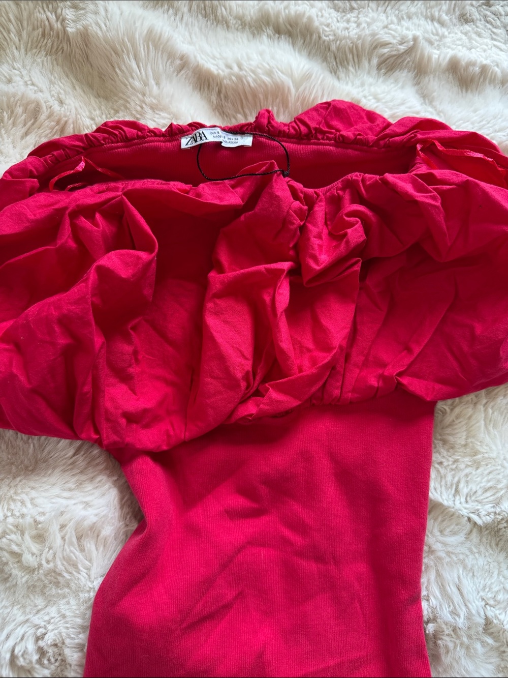 Zara Strapless Red Ruffle Bodycon Dress - Picture 3 of 3